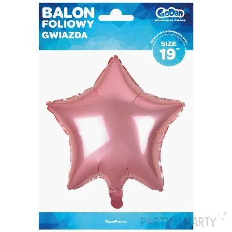balon foliowy gwiazda rozowy jasny metalik godan 19 str