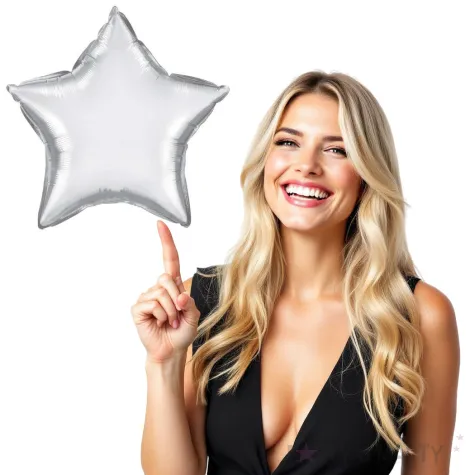 balon foliowy gwiazda srebrny chrom qualatex 20 str