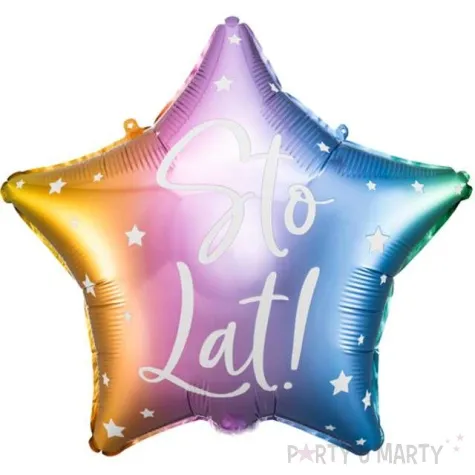 balon foliowy gwiazda sto lat teczowy partydeco 18 5 str