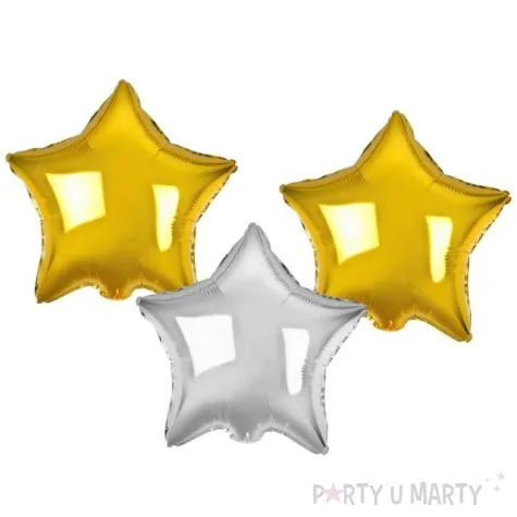 balon foliowy gwiazda zloty srebrny godan 19 3 szt rnd
