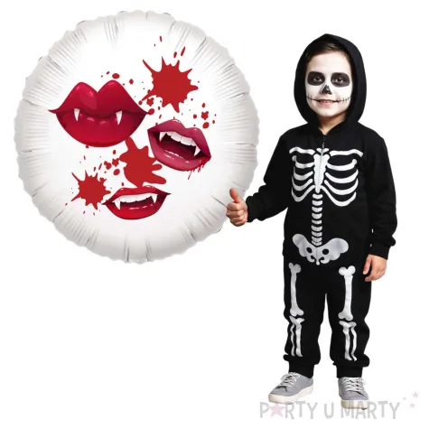 balon foliowy halloween i krwawe usta bialy 18 rnd