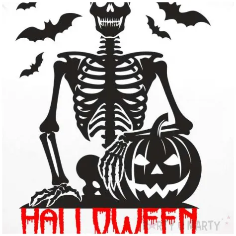 balon foliowy halloween szkielet z dynia bialy 18 rnd