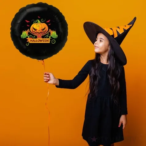 balon foliowy halloween zla dynia czarny 18 rnd