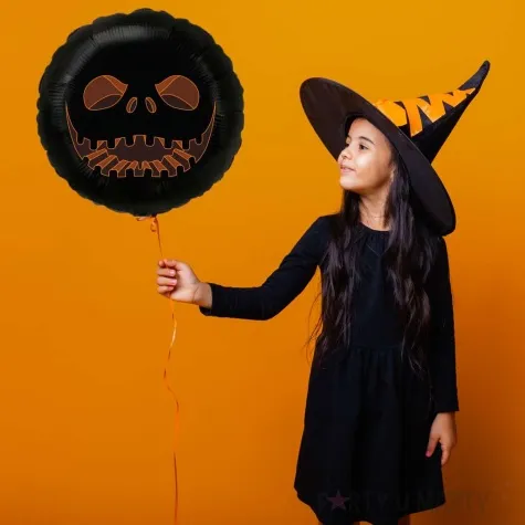 balon foliowy halloween zlowieszcza dynia czarny 18 rnd