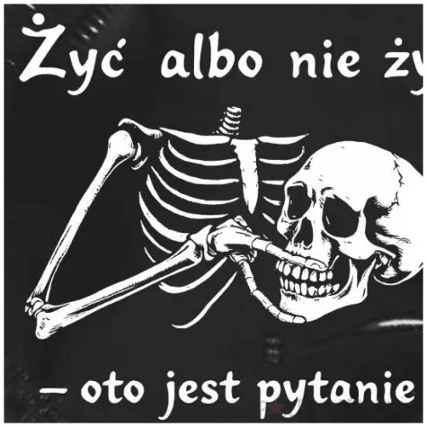 balon foliowy halloween zyc albo nie zyc szkielet czarny 18 rnd