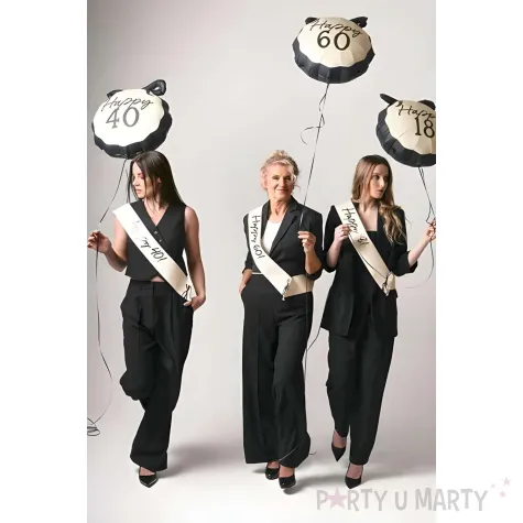 balon foliowy happy 18 kokardka dekoracja na 18 urodziny osiemnastke kremowy 20 9 shp