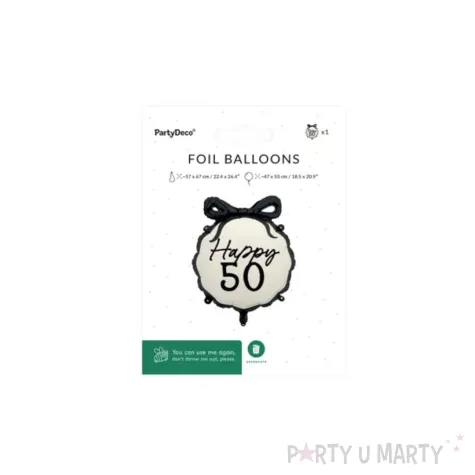balon foliowy happy 50 kokardka dekoracja na 50 urodziny piecdziesiatke kremowy 20 9 shp