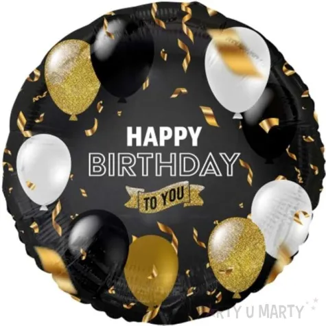 balon foliowy happy birhday urodziny czarny godan 18 rnd