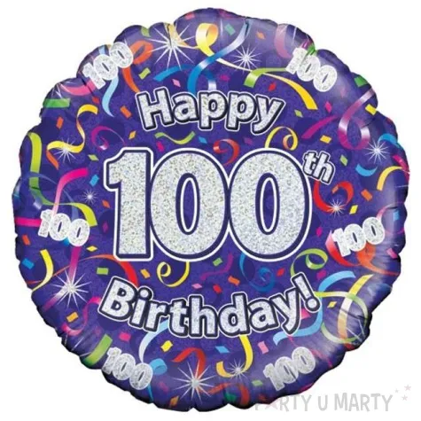 balon foliowy happy birthday 100 lat fioletowy oaktree 18 rnd