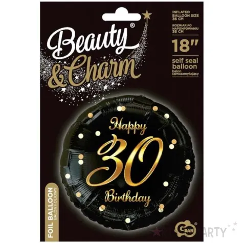 balon foliowy happy birthday 30 b c czarno zloty godan 18 rnd