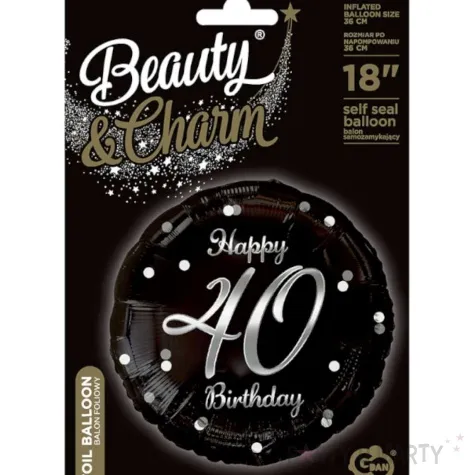 balon foliowy happy birthday 40 b c czarno srebrny godan 18 rnd