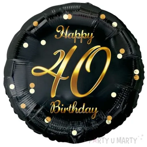 balon foliowy happy birthday 40 b c czarno zloty godan 18 rnd