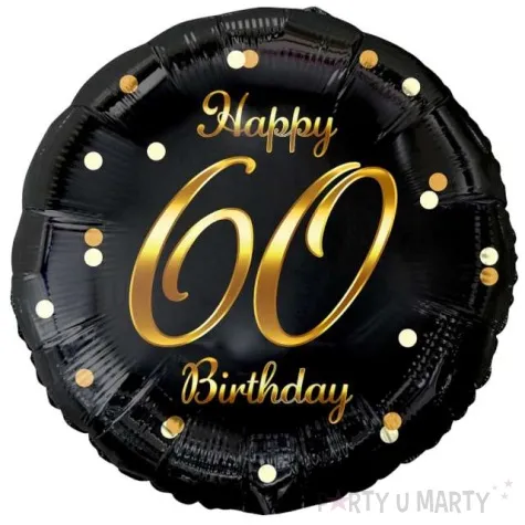 balon foliowy happy birthday 60 b c czarno zloty godan 18 rnd