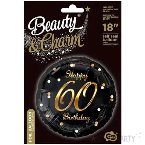 balon foliowy happy birthday 60 b c czarno zloty godan 18 rnd