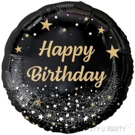 balon foliowy happy birthday b c czarno zloty godan 18 rnd