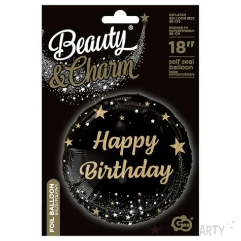 balon foliowy happy birthday b c czarno zloty godan 18 rnd