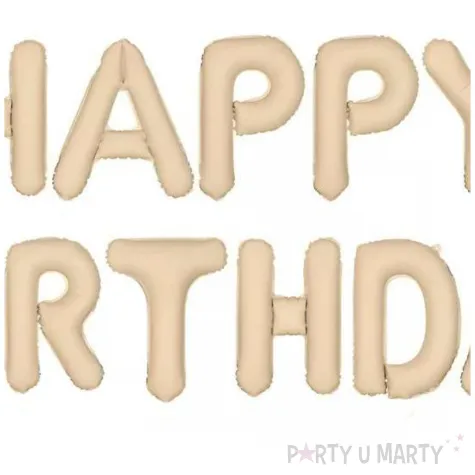 balon foliowy happy birthday bezowy partydeco 14 ltr