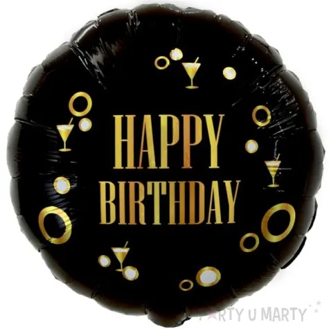 balon foliowy happy birthday blyski swiatel czarno zloty godan 18 rnd
