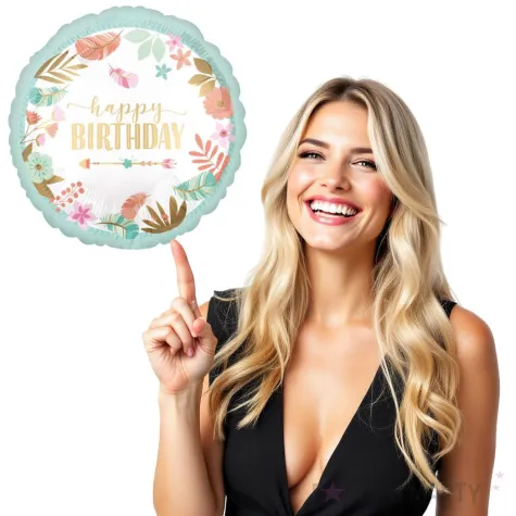 balon foliowy happy birthday boho amscan 18 rnd