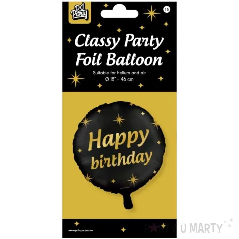 balon foliowy happy birthday classy party zloto czarny pd party 18 rnd