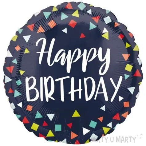 balon foliowy happy birthday czarny amscan 17 rnd