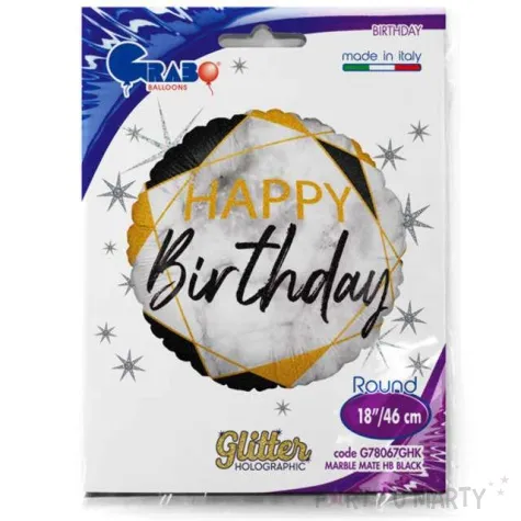 balon foliowy happy birthday czarny grabo 18 rnd