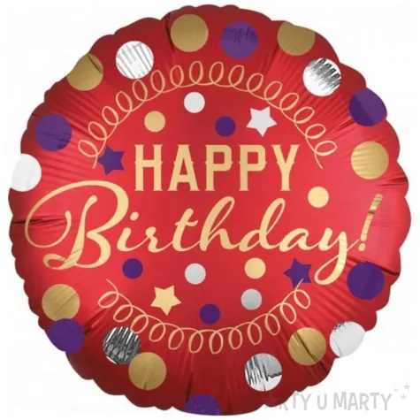 balon foliowy happy birthday czerwony amscan 18 rnd