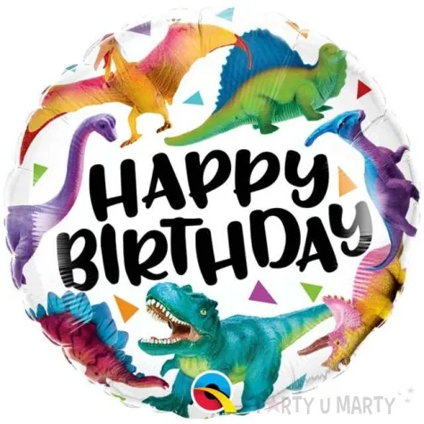 balon foliowy happy birthday dinozaury qualatex 18 rnd