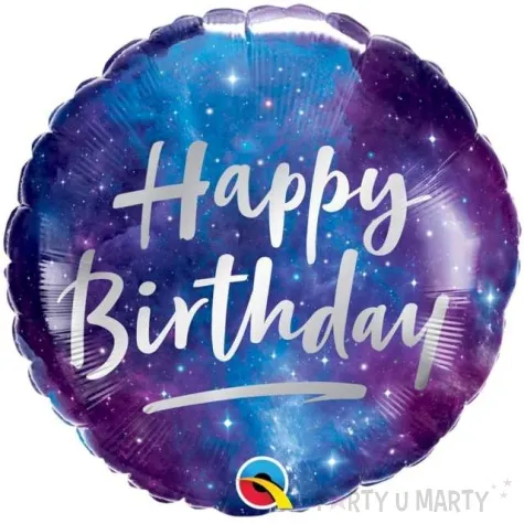 balon foliowy happy birthday galaktyczny klimat fioletowo niebieski qualatex 18 rnd