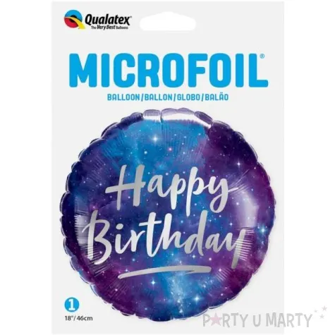 balon foliowy happy birthday galaktyczny klimat fioletowo niebieski qualatex 18 rnd