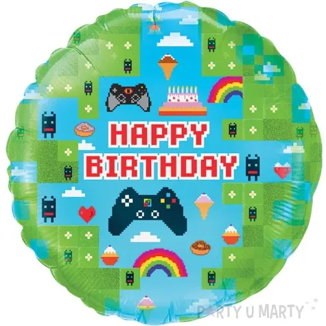 balon foliowy happy birthday gamer oaktree 18 rnd