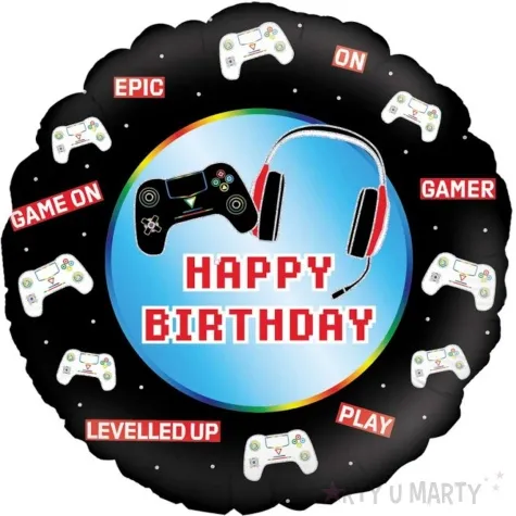 balon foliowy happy birthday gamer oaktree 18 rnd