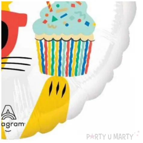 balon foliowy happy birthday gepard dekoracja na urodziny bialy 18 rnd