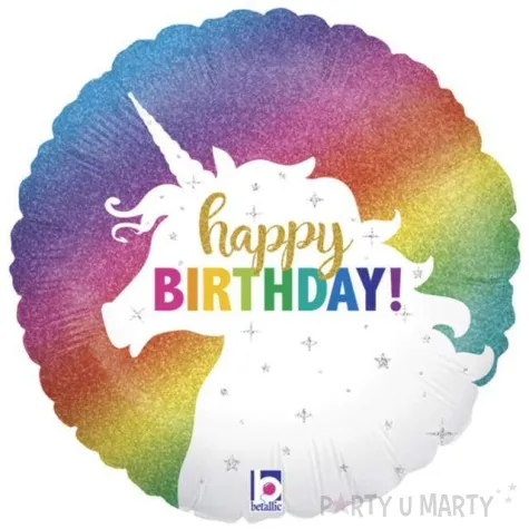 balon foliowy happy birthday glitter unicorn grabo 18 rnd