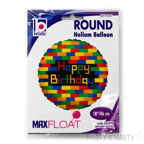 balon foliowy happy birthday klocki betallic 18 rnd