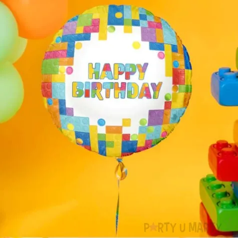 balon foliowy happy birthday klocki mix partypal 18 rnd