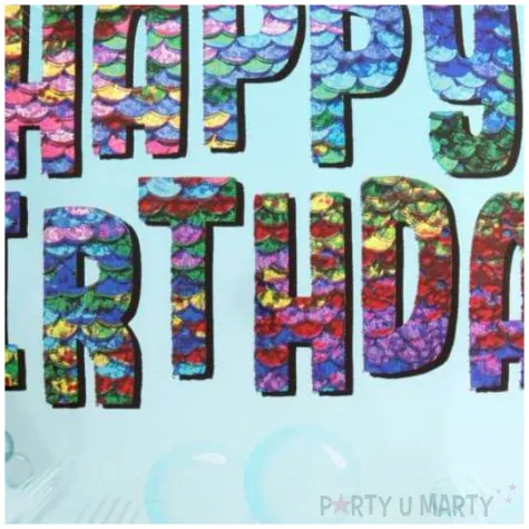 balon foliowy happy birthday kolorowe cekiny dekoracja na urodziny niebieski 18 rnd