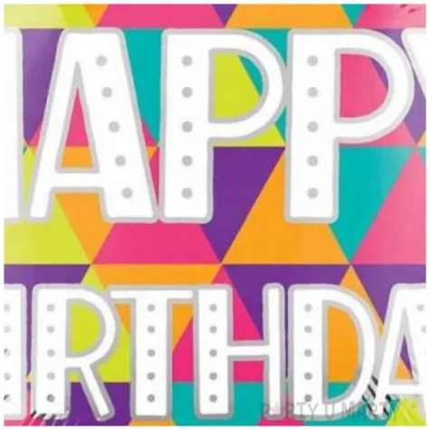 balon foliowy happy birthday kolorowe trojkaty dekoracja na urodziny 18 rnd