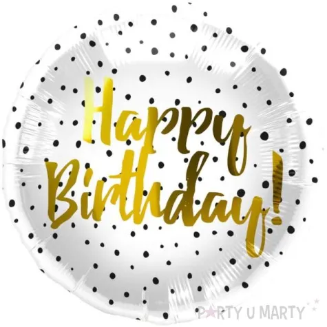 balon foliowy happy birthday kropki zlote folat 18 rnd