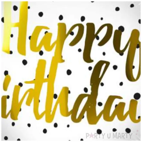 balon foliowy happy birthday kropki zlote folat 18 rnd