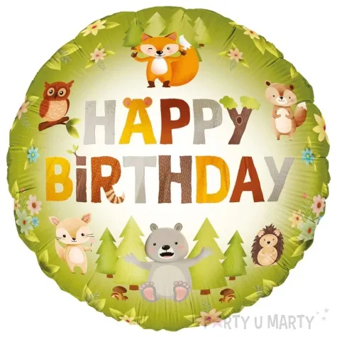 balon foliowy happy birthday lesni przyjaciele partypal 18 rnd