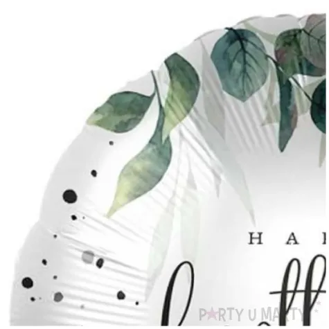 balon foliowy happy birthday liscie bialy premioloon 18 rnd