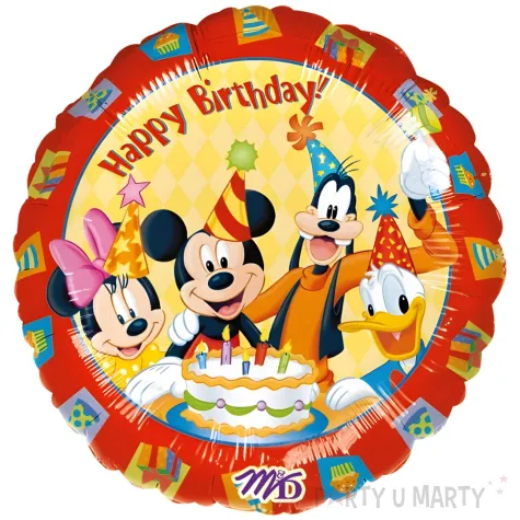 balon foliowy happy birthday mickey i przyjaciele amscan 18 rnd