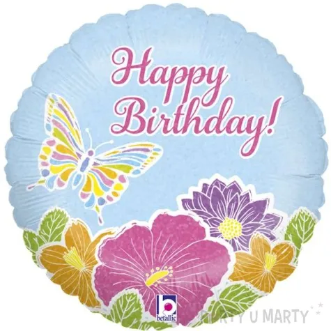 balon foliowy happy birthday motyl betallic 18 rnd