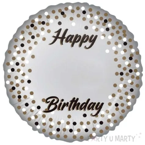 balon foliowy happy birthday naklejki cyfry srebrny procos 18 rnd