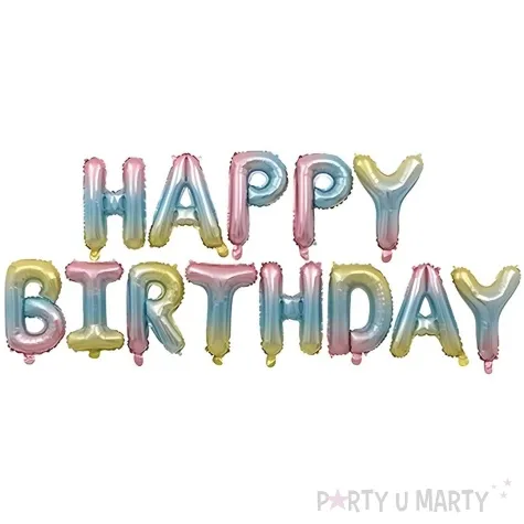 balon foliowy happy birthday napis teczowy jix 16 ltr
