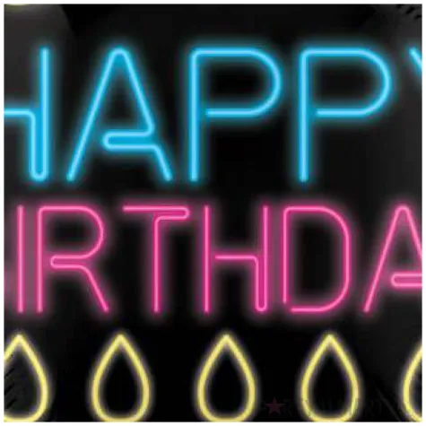 balon foliowy happy birthday neonowy czarny amscan 18 rnd