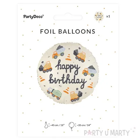 balon foliowy happy birthday pojazdy budowlane partydeco 18