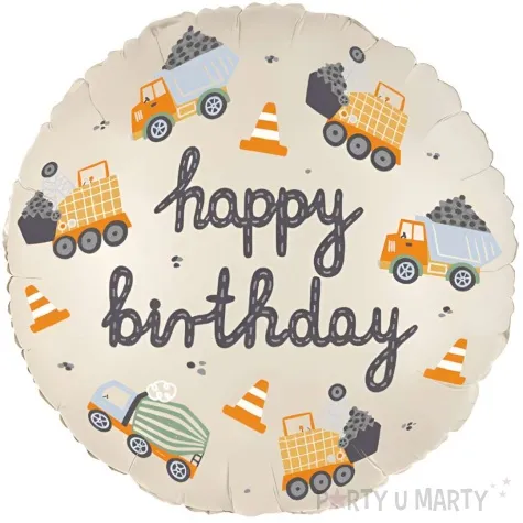balon foliowy happy birthday pojazdy budowlane partydeco 18