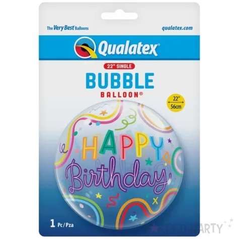 balon foliowy happy birthday qualatex bubble 22 orb